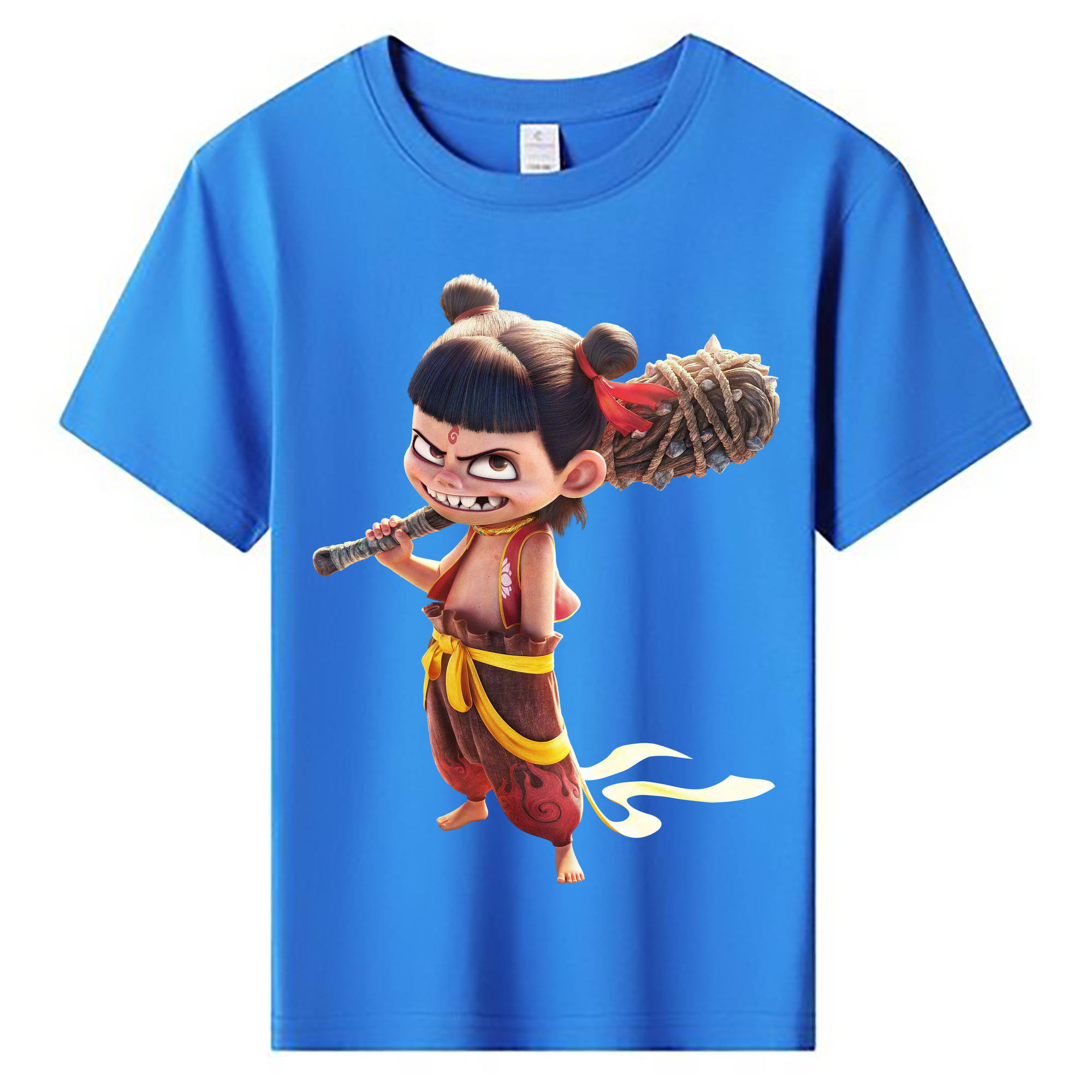 （画像用） Ne Zha 2 ナタ 魔童の大暴れ 綿100％キッズTシャツ（フロントプリント）